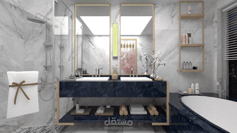 تصميم حمام مودرن فاخر بلمسات عصرية أنيقة