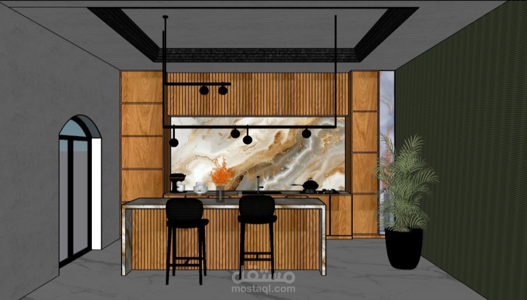 تصميم مطبخ على لسكتش اب