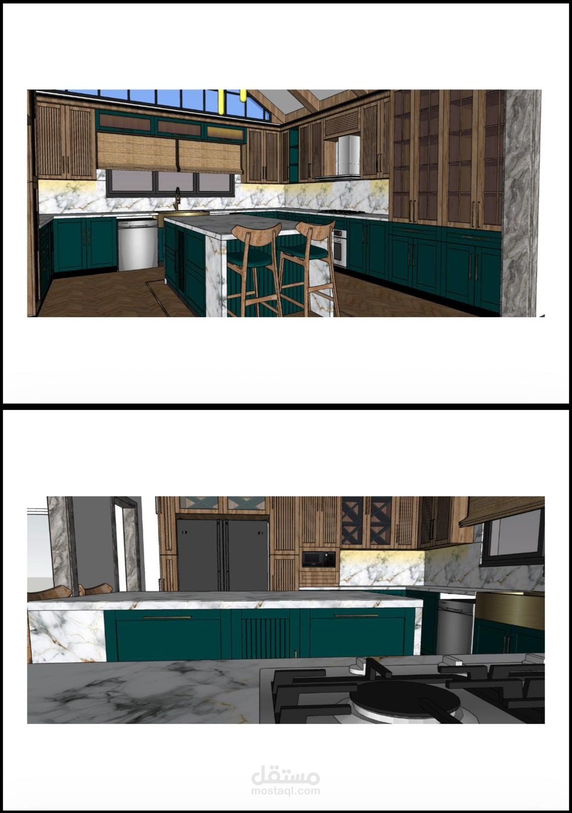 تصميم مطبخ على السكتش اب