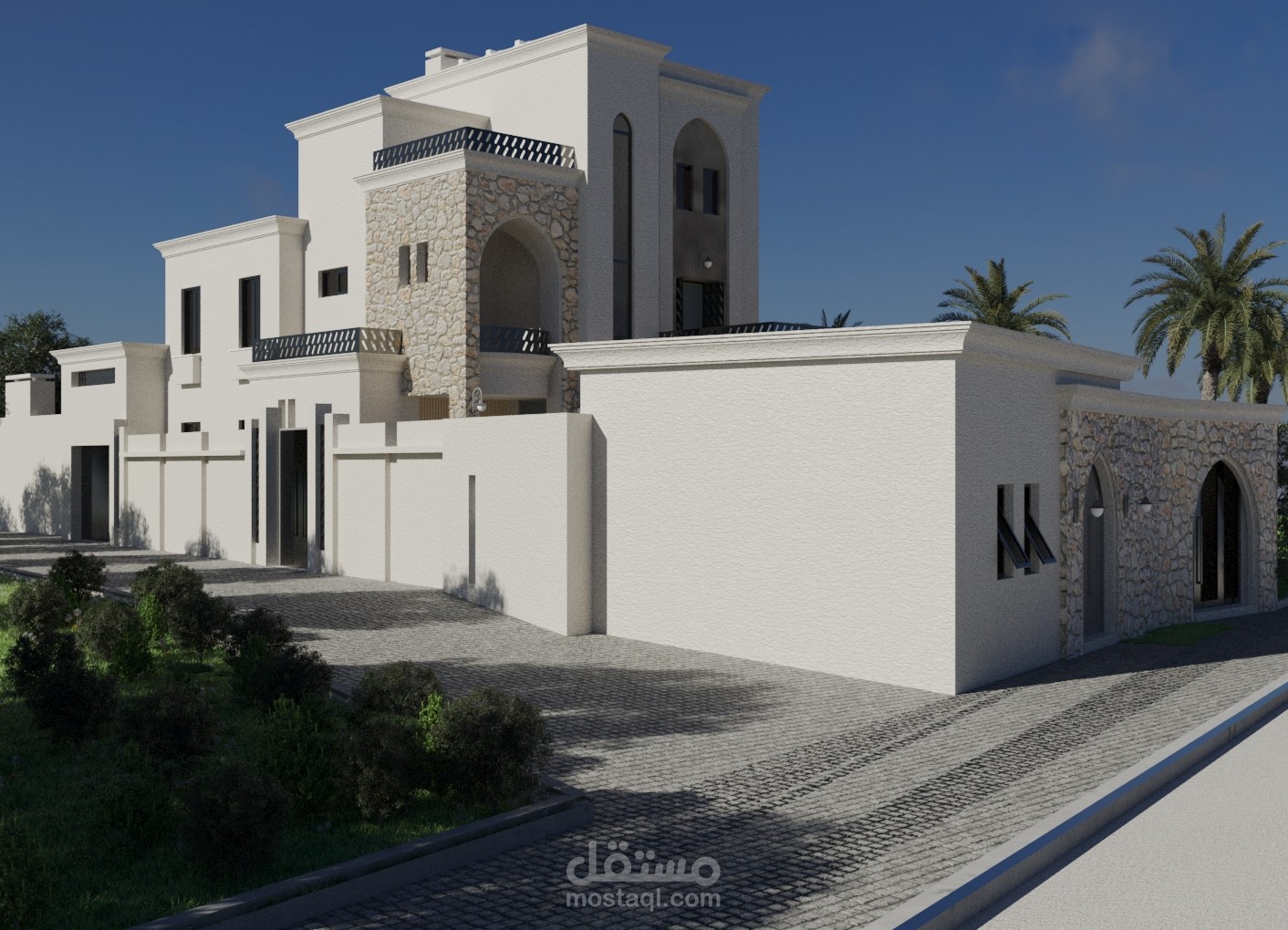 Modern Villa |Stone Accents | Exterior Visualization