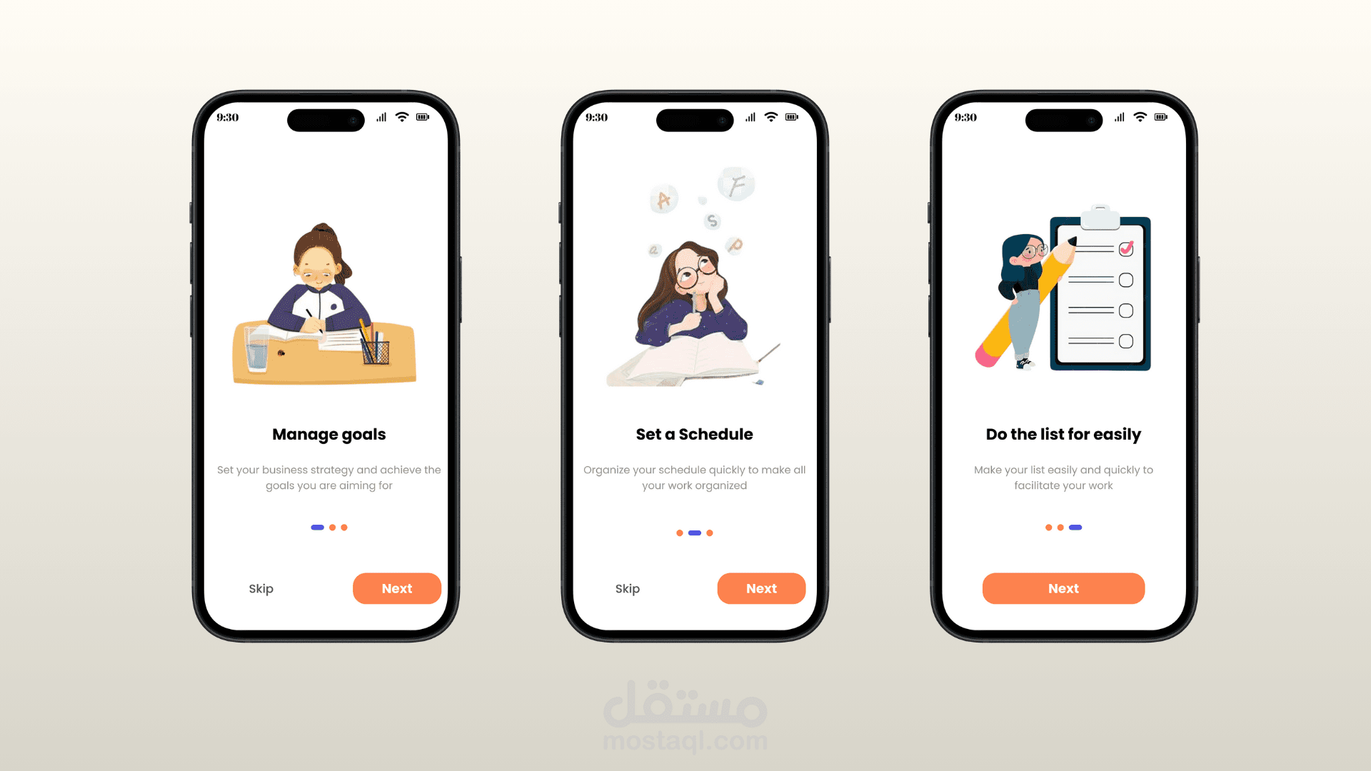 Goalie app onboarding screens