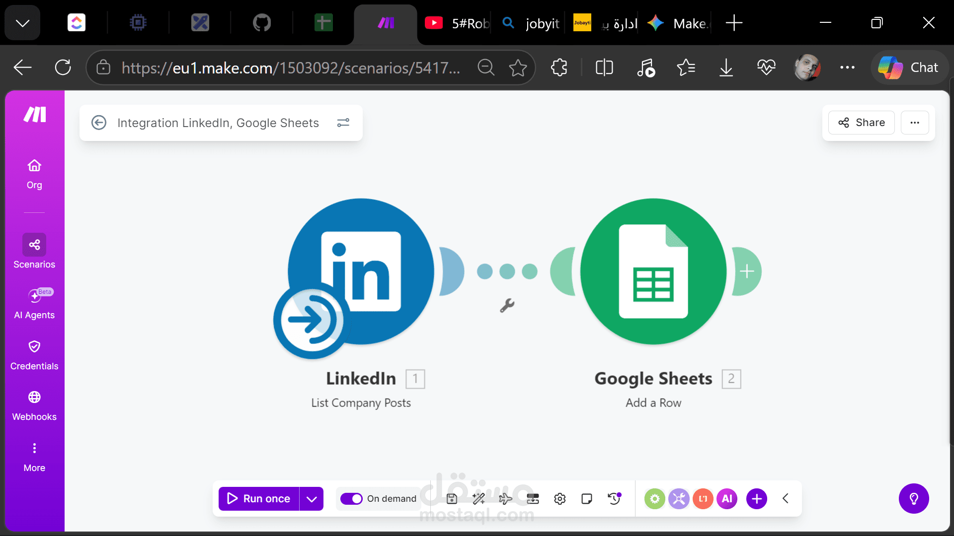 Integration LinkedIn, Google Sheets