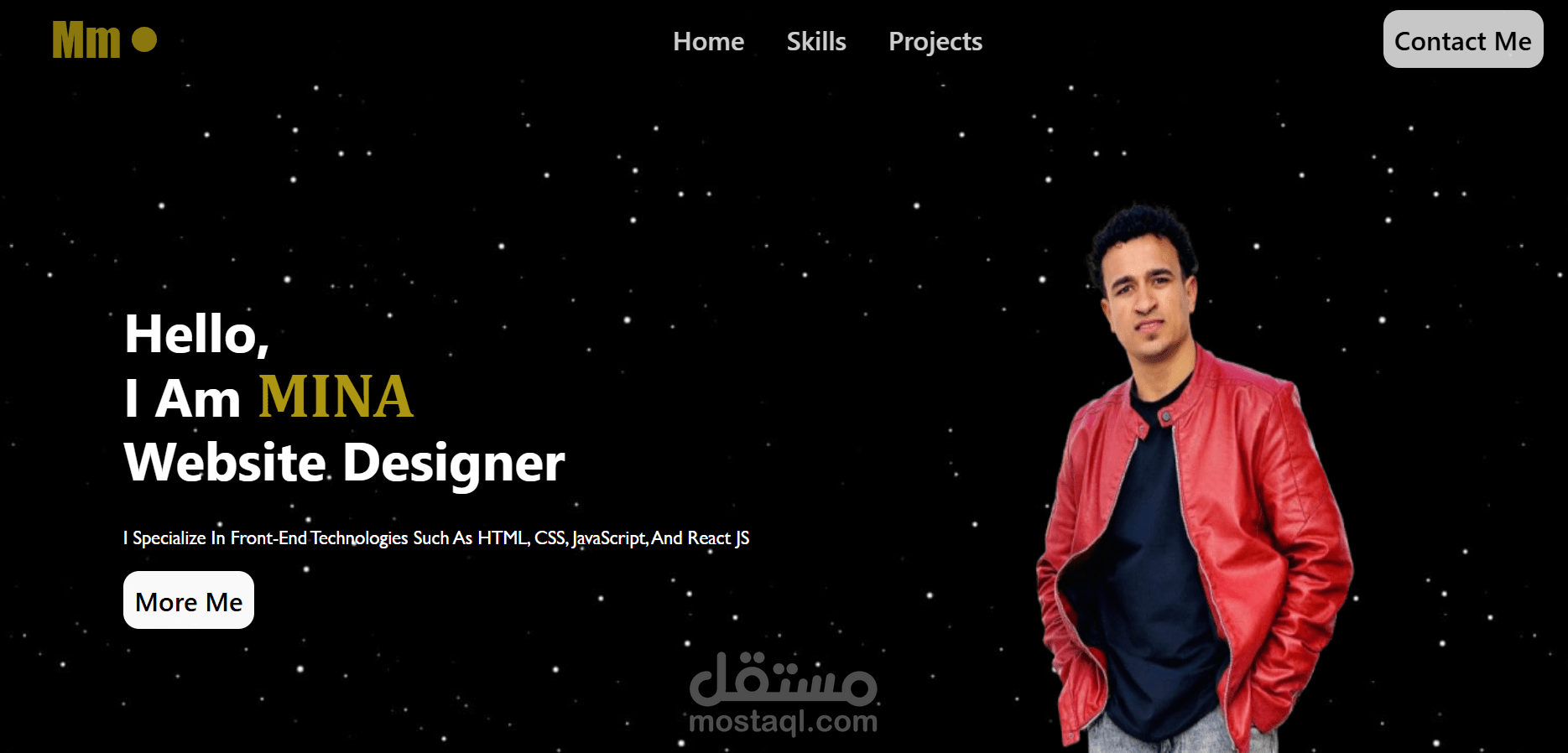 معرض أعمال شخصي تفاعلي (Portfolio) باستخدام React.js