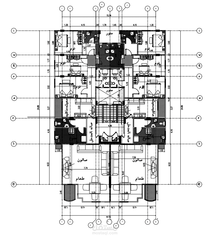 مخطط معماري وتنفيذي كامل لشقة سكنية (Architectural & Shop Drawings)