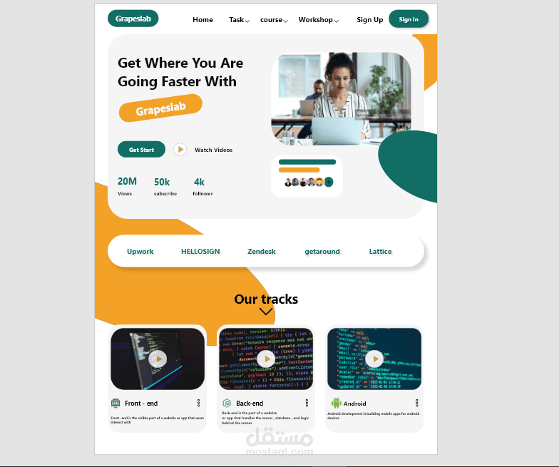 تصميم UI/UX لموقع كورسات تعليمية حديث