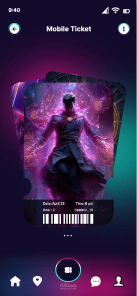 تصميم واجة و تجربة تطبيق حجز تذاكر للسينما (marvel)