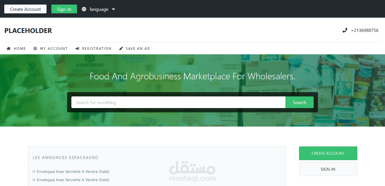 HTML - صفحة موقع إعلانات للبيع بالجملة (mobile responsive)