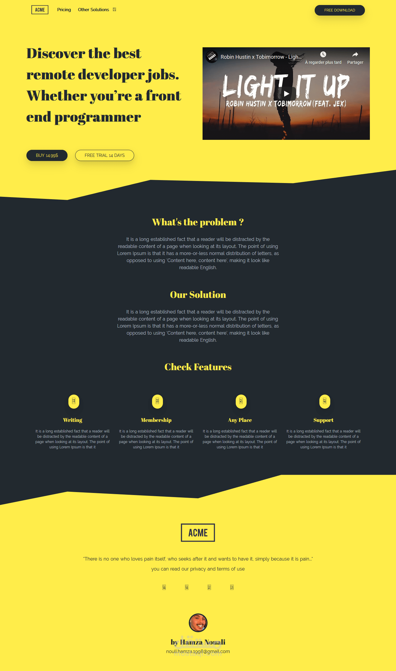 تصميم صفحة تعريفية لشركة