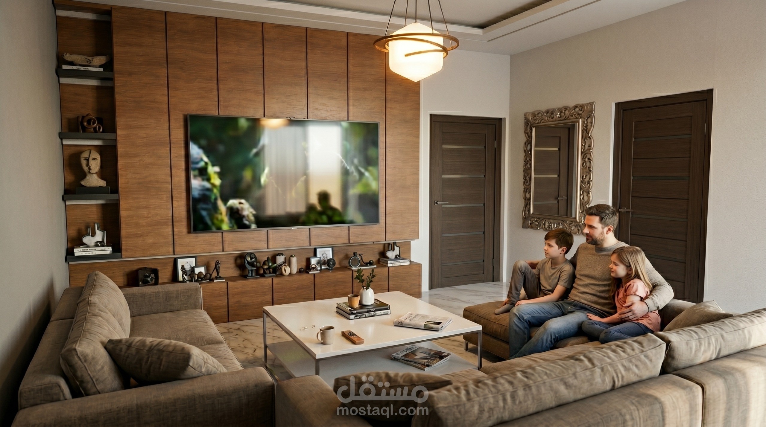 تصميم داخلي لغرفة معيشة حديثة