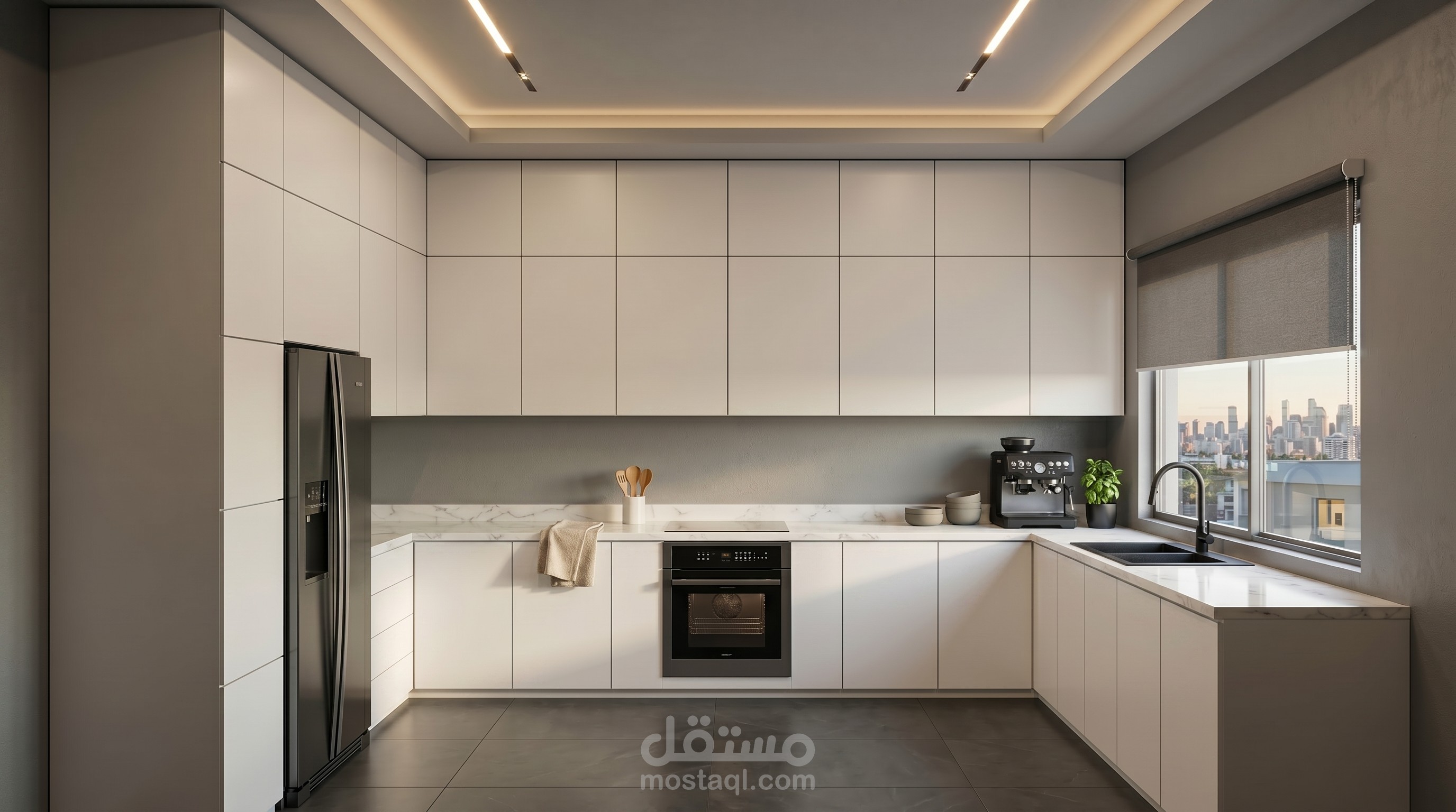 تصميم مطبخ مودرن بإخراج واقعي