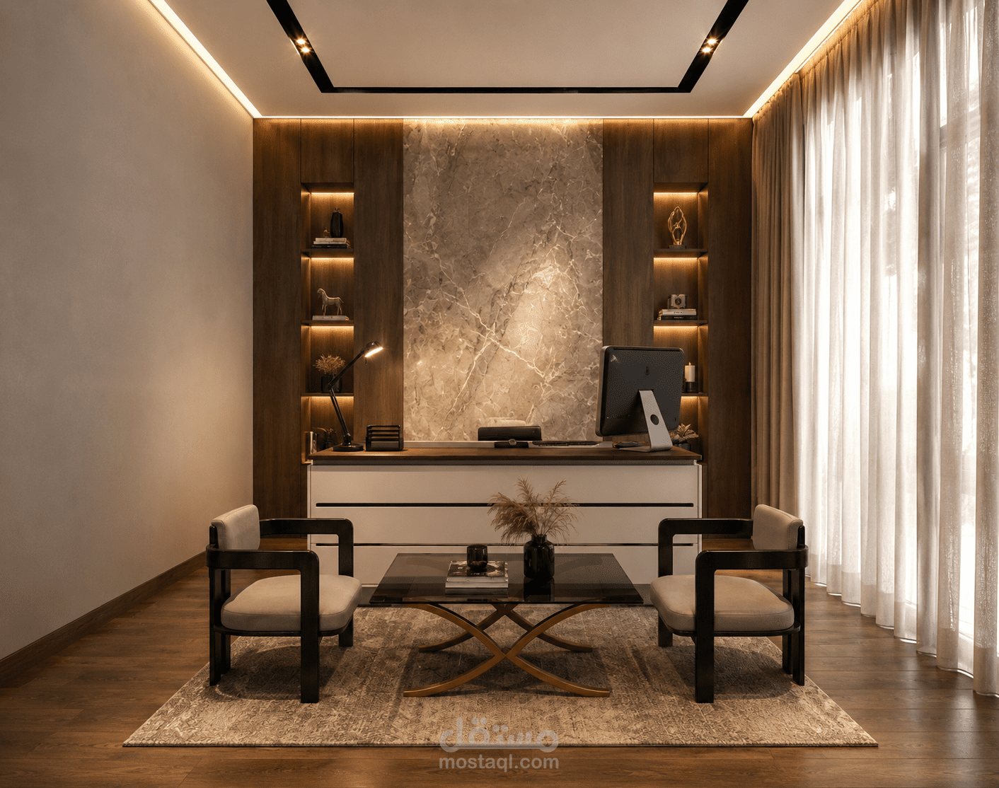 تصميم داخلي لمكتب محاماة فاخر