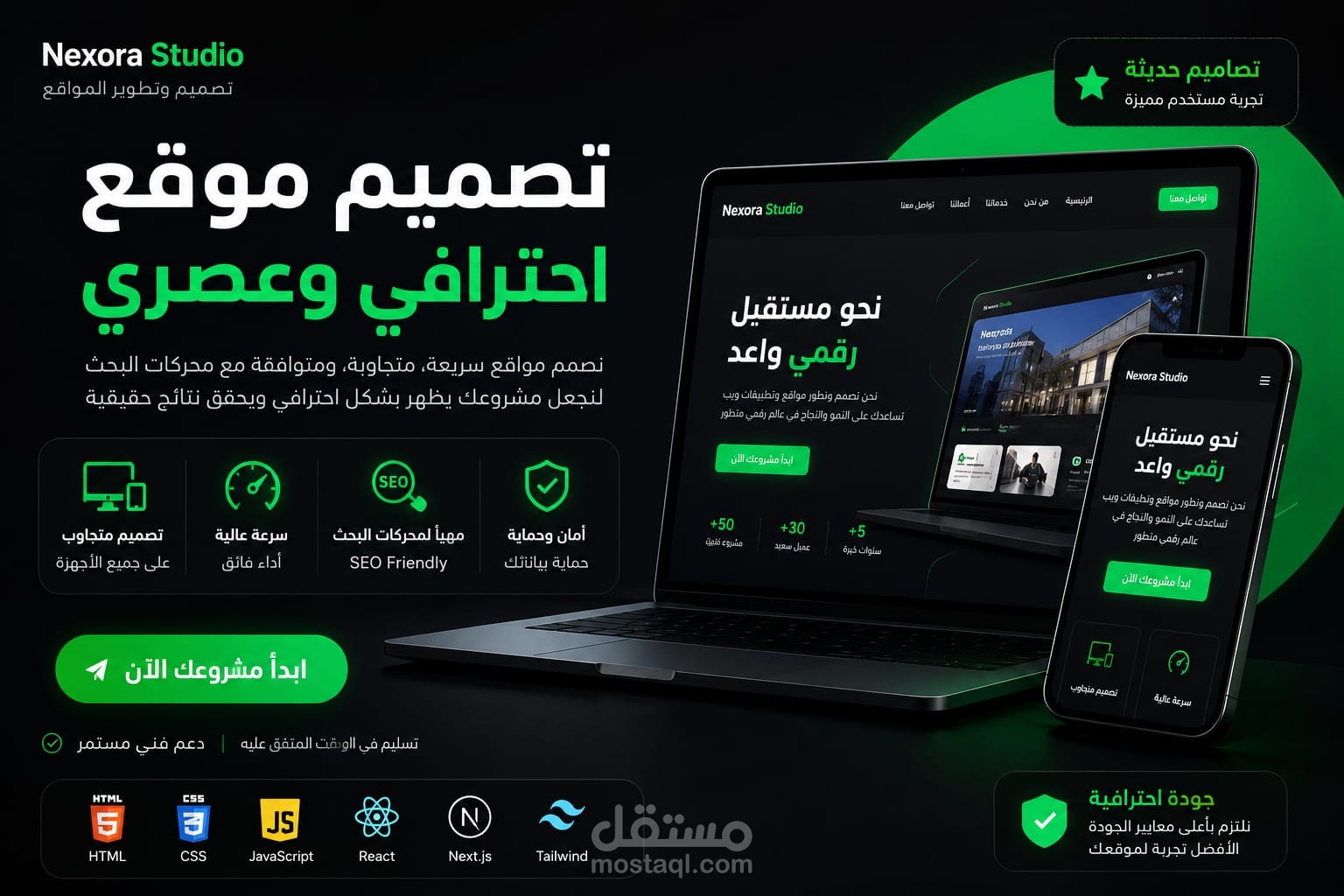 Nexora: نموذج لموقع أعمال ذكي مع نظام تواصل متطور وتجربة مستخدم (UX) مميزة. (يركز على تجربة المستخدم)