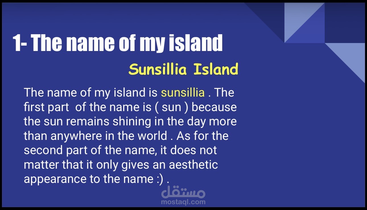 Sunsillia Island ( Power Point presentation )