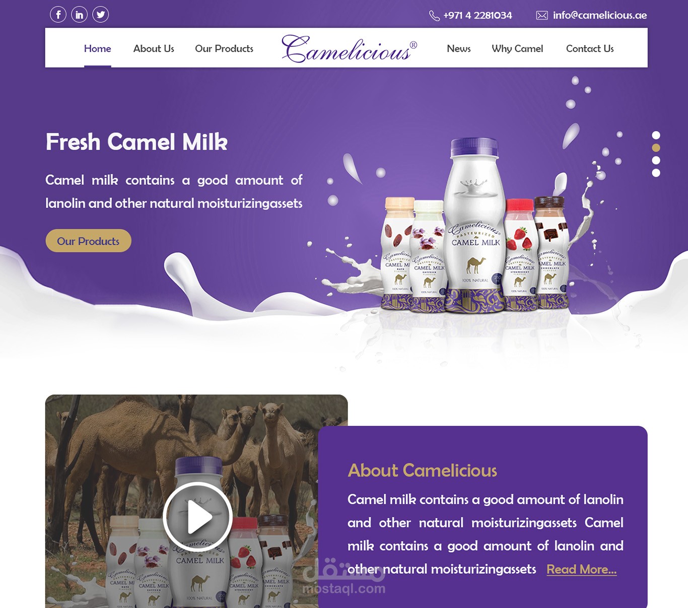 Landing Page For Milk Products