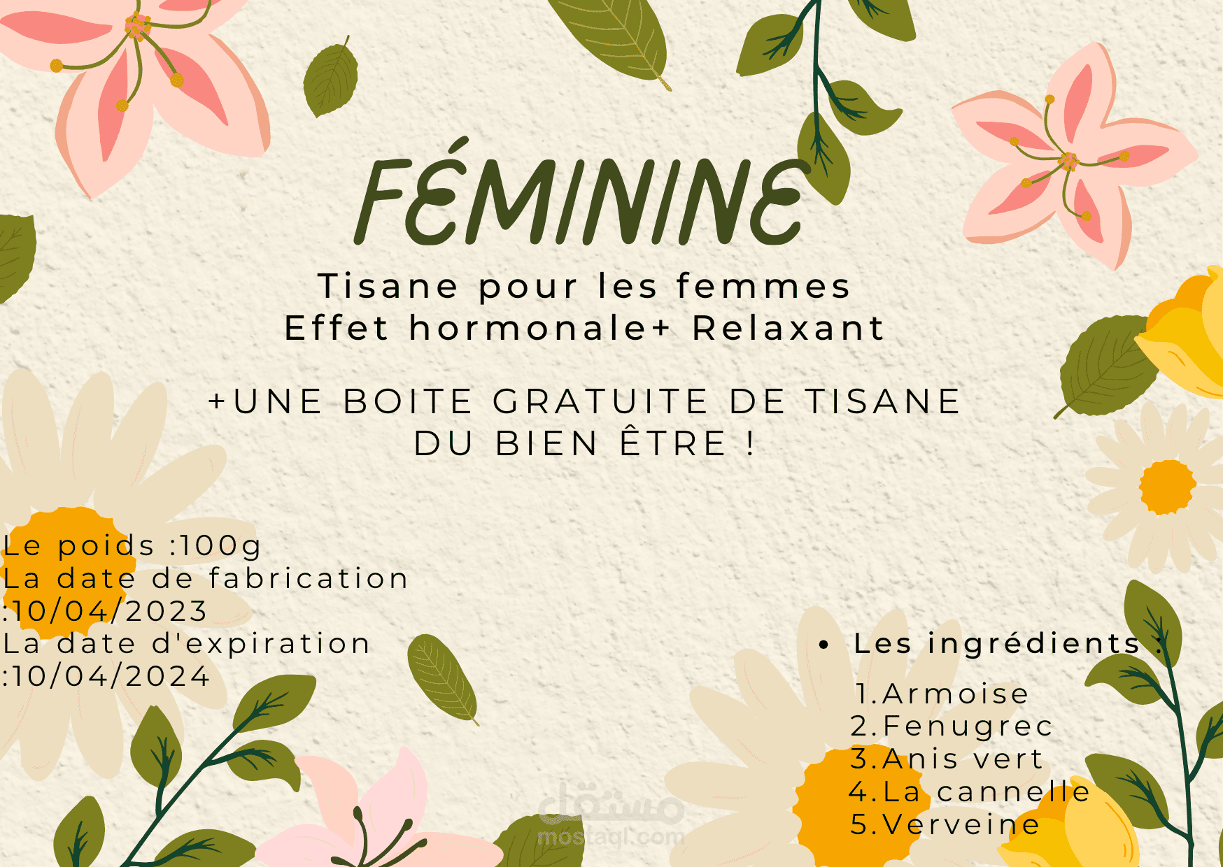 Packaging Design for "Tisane Féminine" – A Herbal Tea for Women (Already Commercialized)