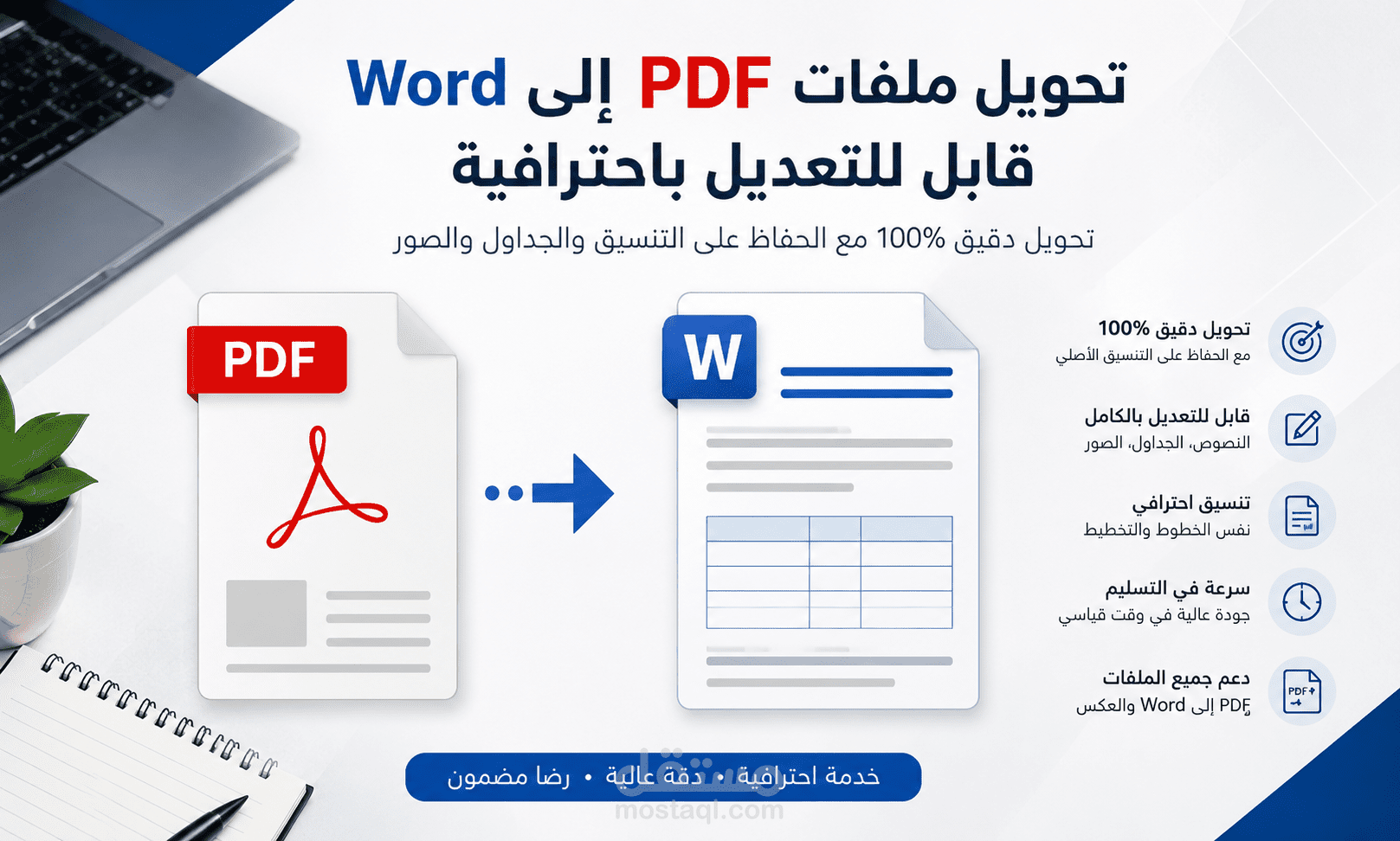 تحويل ملفات PDF إلى Word قابل للتعديل باحترافية