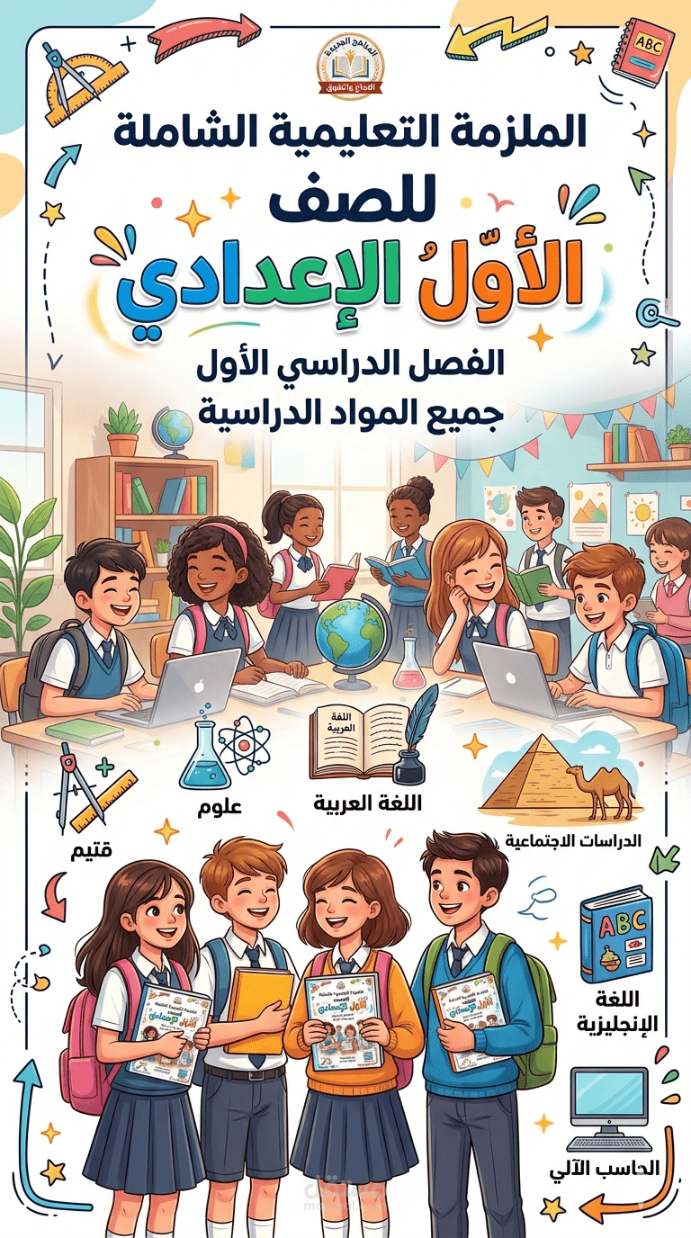 مراجعات وملازم شرح للرياضيات الصف الاول الاعدادي