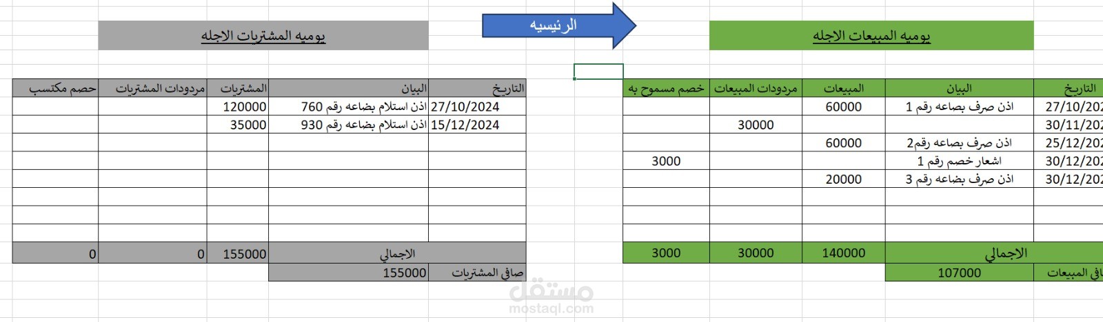 إدارة المخازن وحسابات الموردين والعملاء