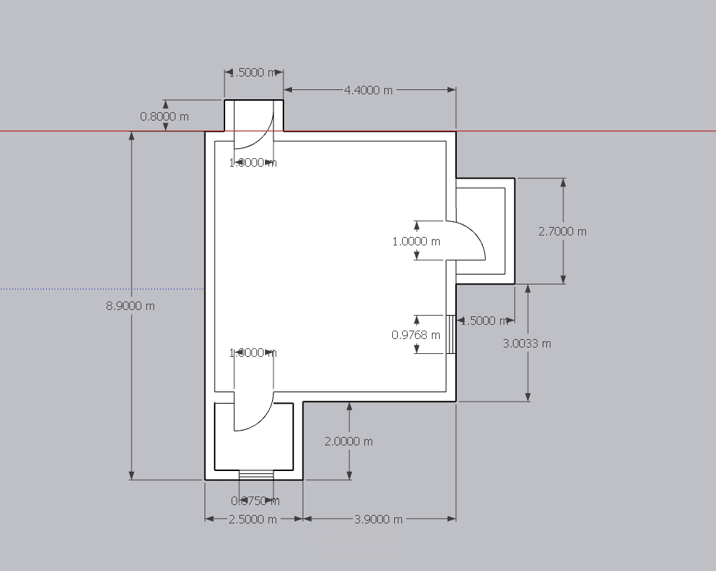 تصميم مخطط افقي plan لغرفة ماستر وبلكونة عن طريق اسكتش اب