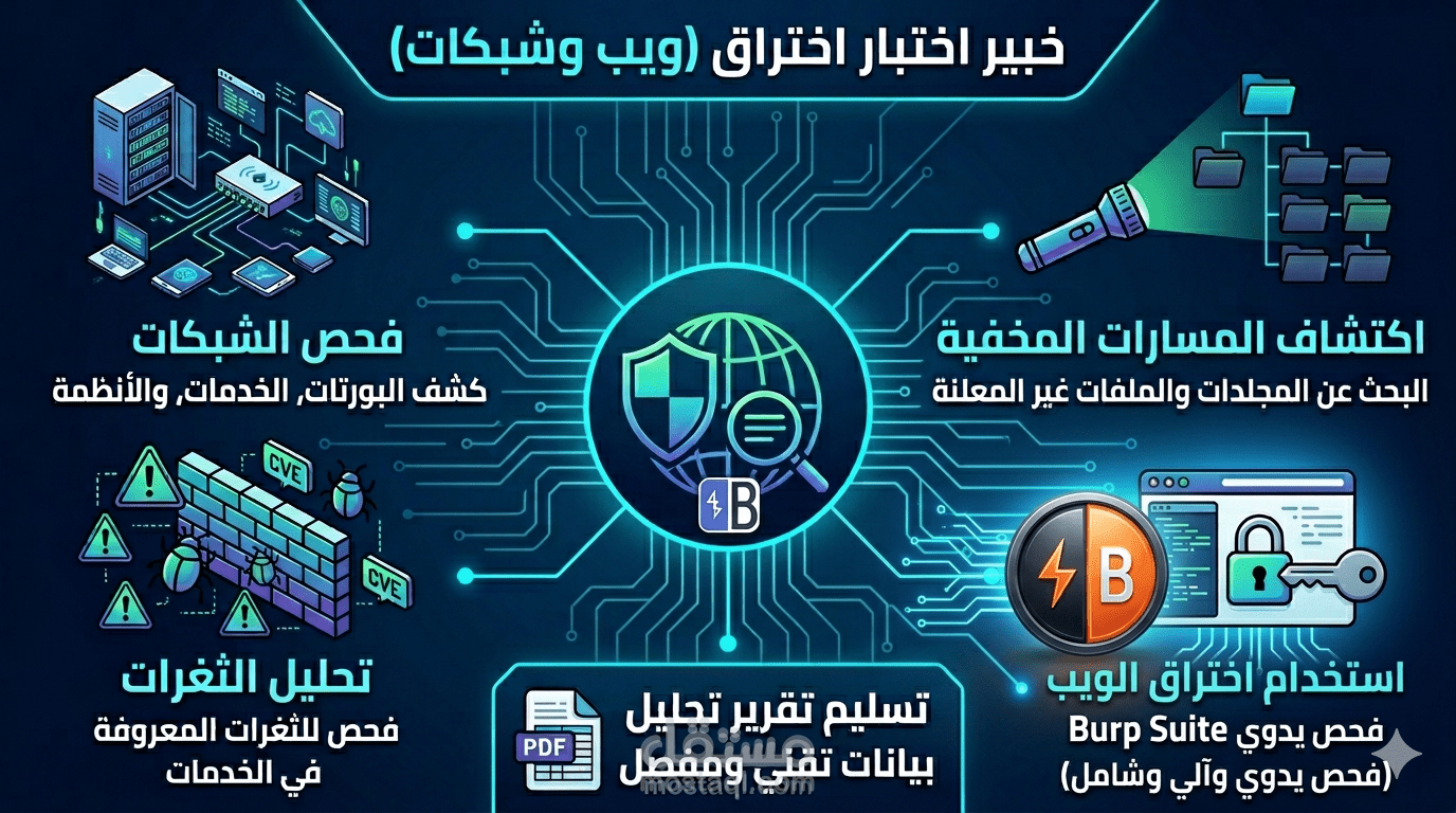 خبير اختبار اختراق لاكتشاف ثغرات الويب والشبكات باستخدام منهجيات يدوية وآلية
