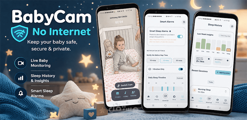 تطبيق متابع نوم الطفل -BabySleep Cam