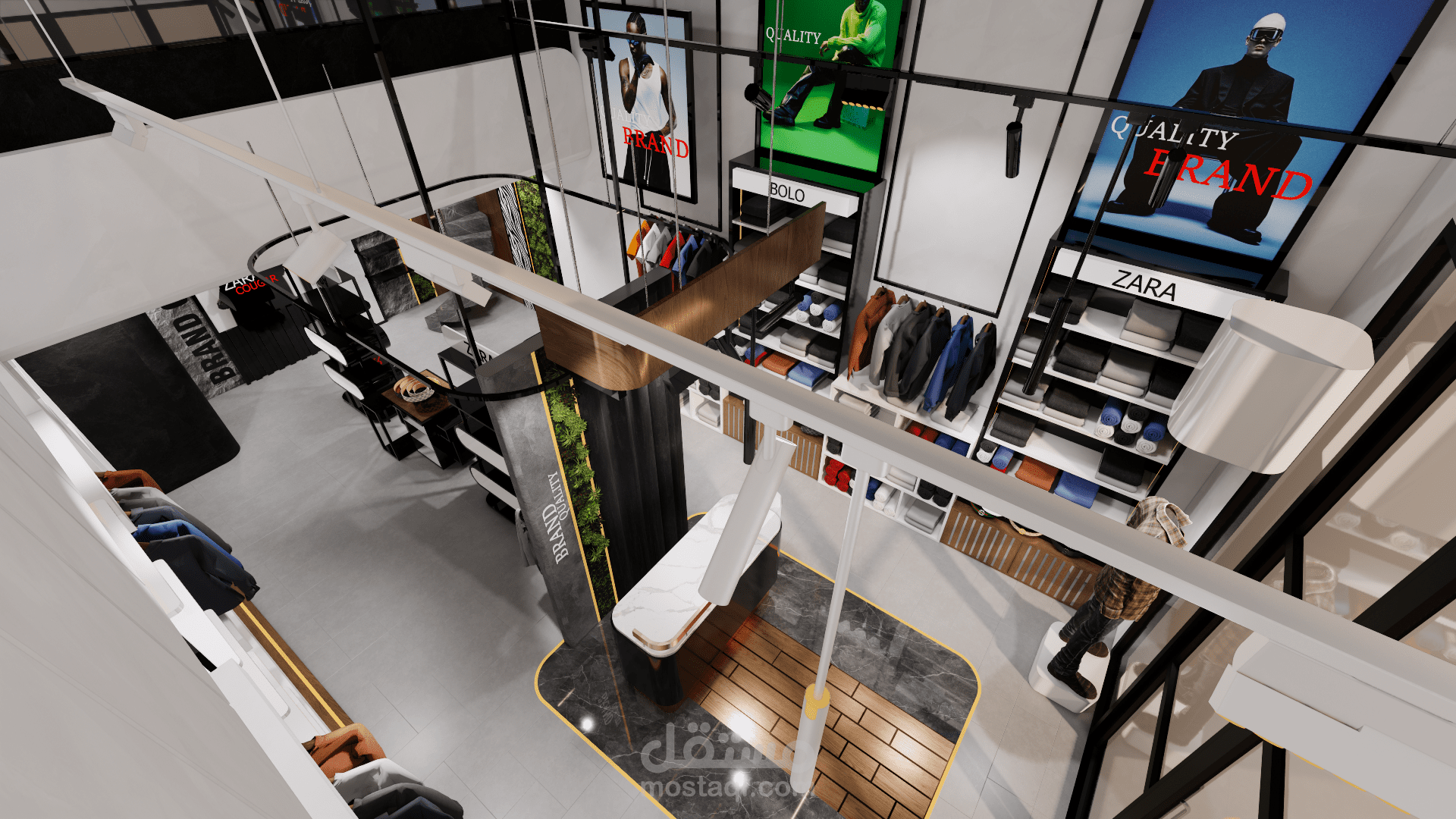 تصميم ديكور لمعرض ملابس حديث يجب أن يجمع بين الأناقة، الوضوح، وتجربة تسوّق مريحة تلفت الانتباه وتُبرز المنتجات بأفضل شكل ممكن.