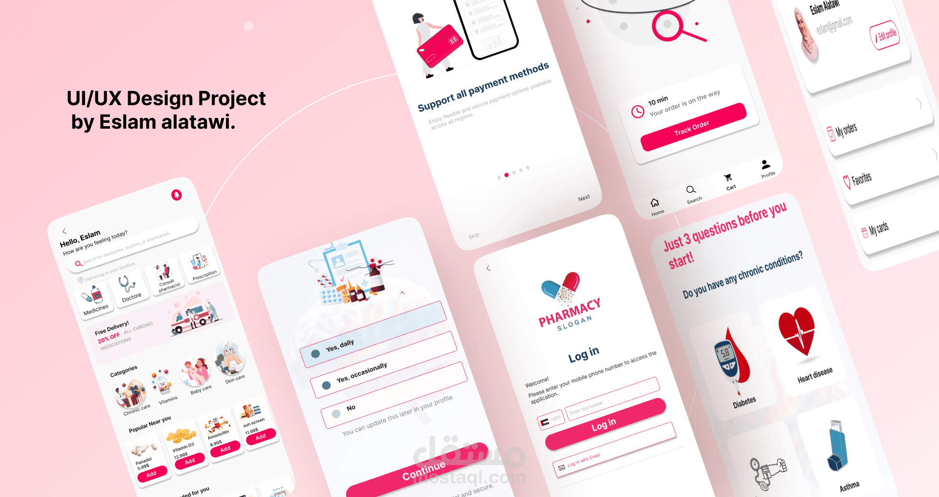 تصميم uiux لتطبيق صيدلية