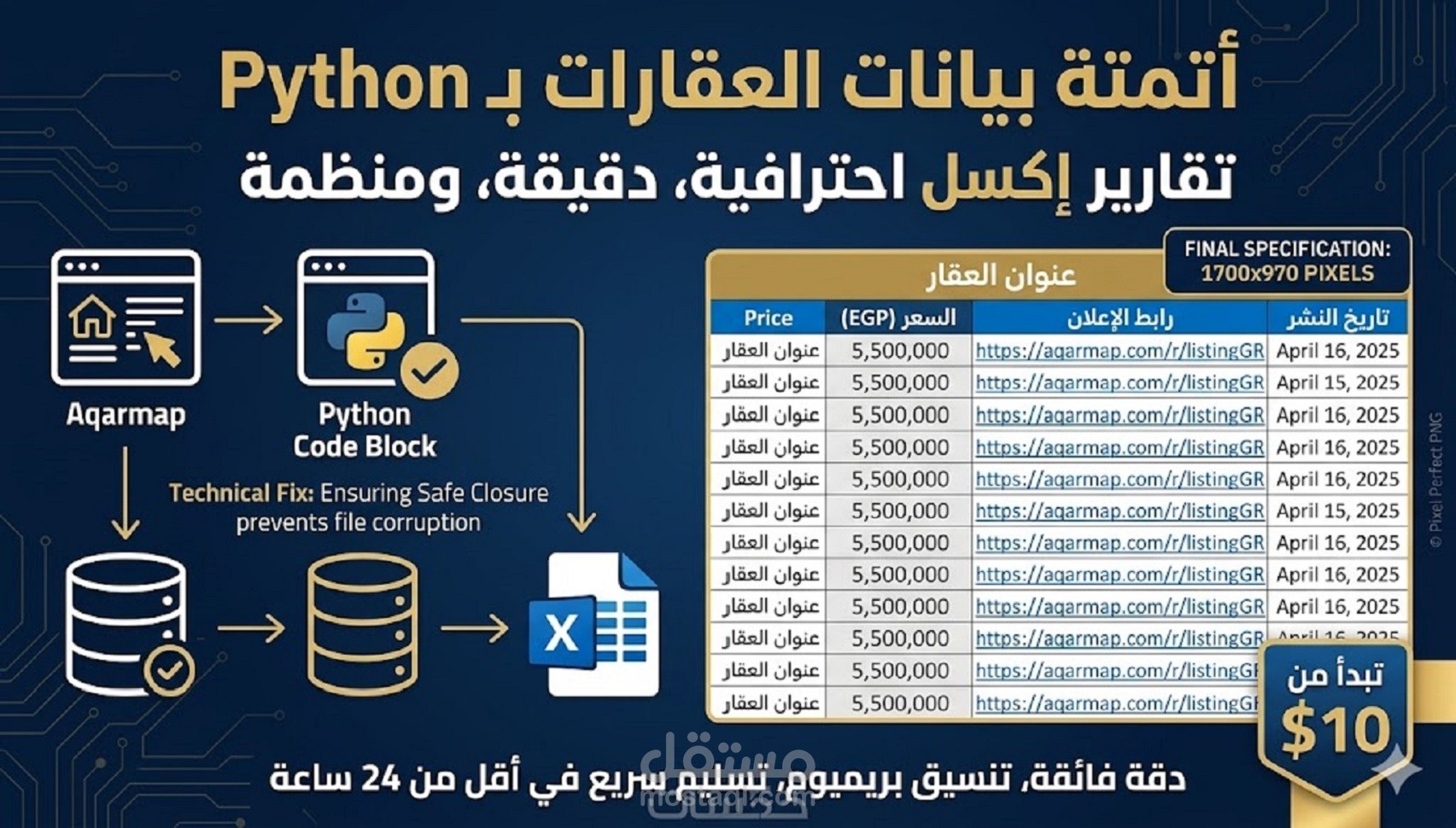 نظام أتمتة استخراج بيانات العقارات بـ Python.