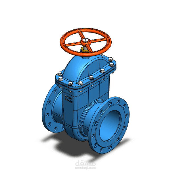 صمام بوابة (Gate Valve) ثلاثي الأبعاد