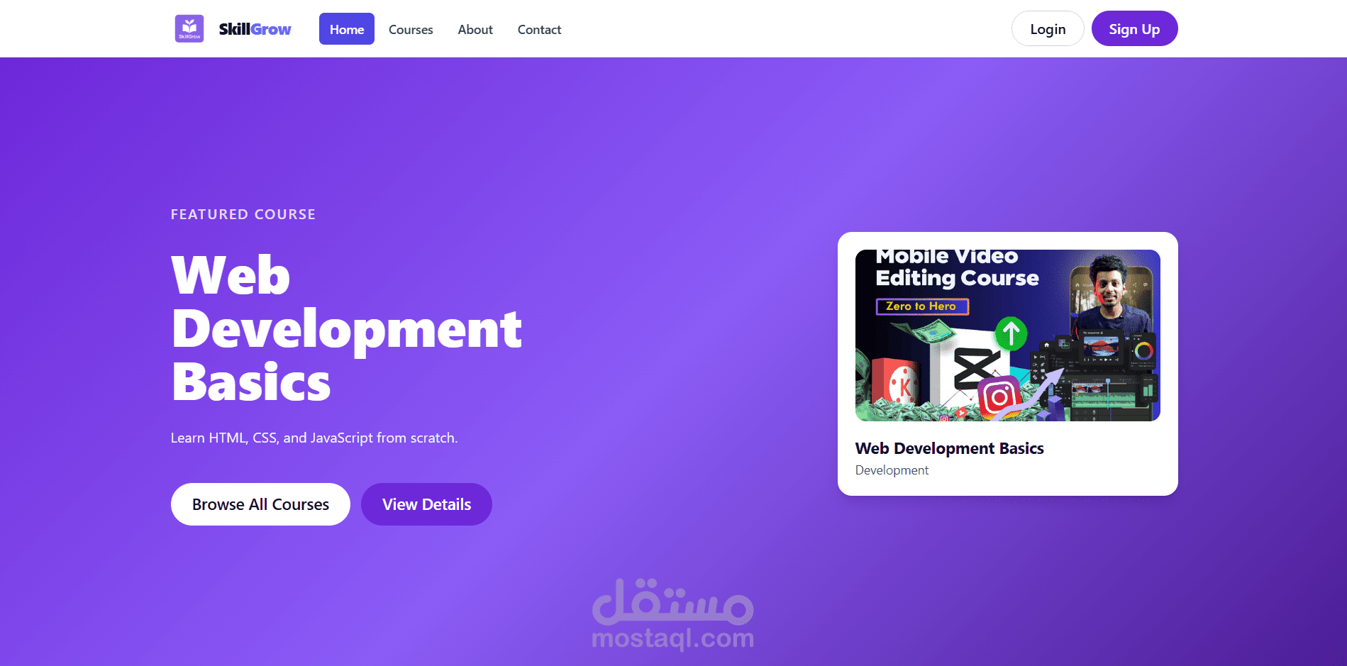 منصة تعليمية إلكترونية تفاعلية تتيح للمستخدمين الوصول إلى المحتوى التعليمي، متابعة الدروس، والتفاعل مع المواد التعليمية من خلال واجهة استخدام سهلة وسريعة.
