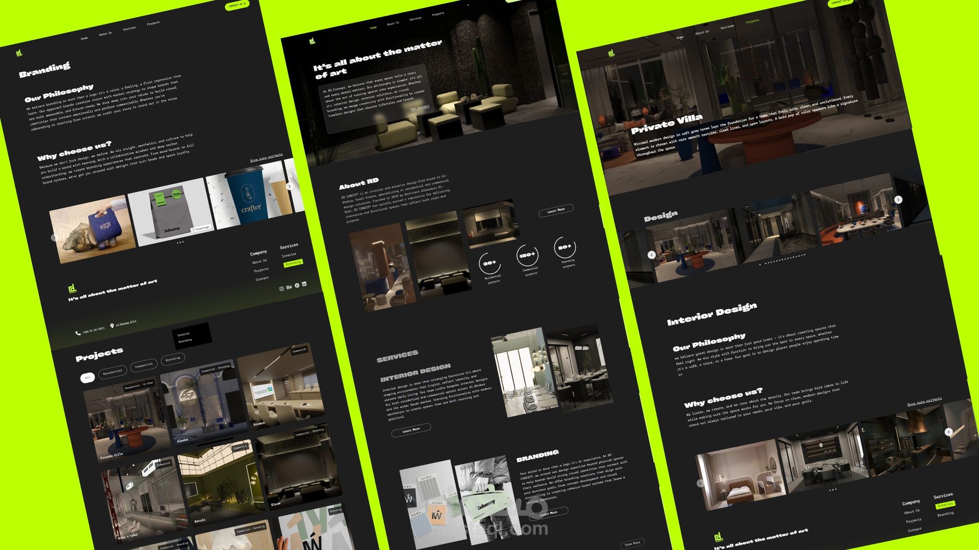 RD-Concepts. Website for interior design and branding Agency