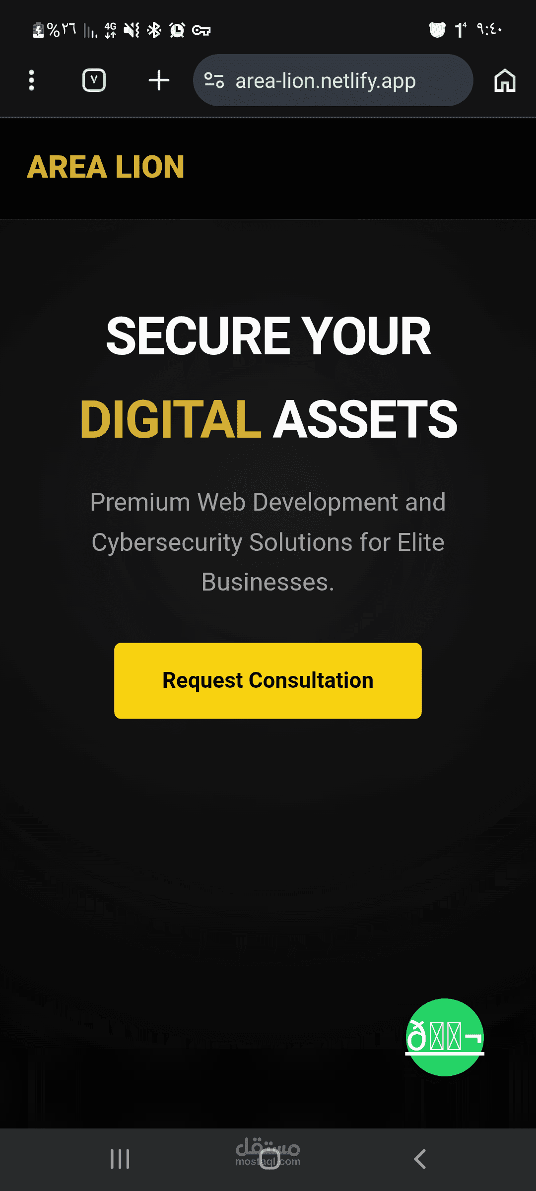 Landing Page for Cyber Security Firm - Area Lion