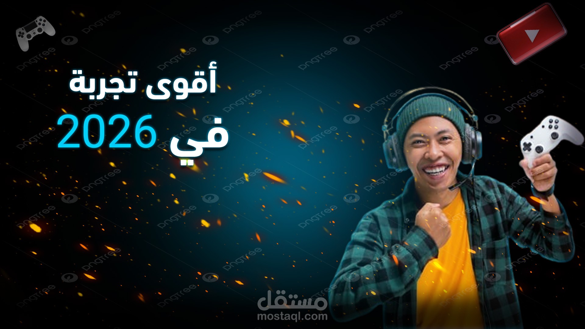 تصميم غلاف يوتيوب (Thumbnail) احترافي لمجال الألعاب - Gaming