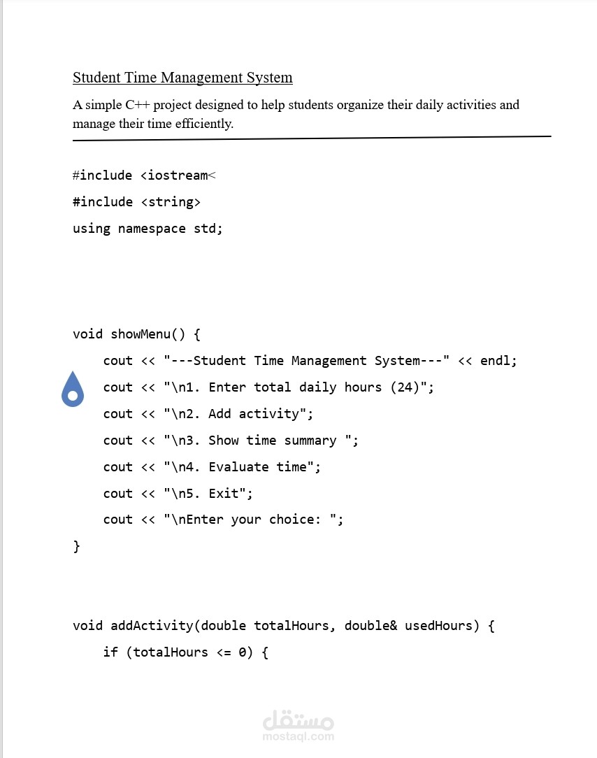 Student Time Management System – C++