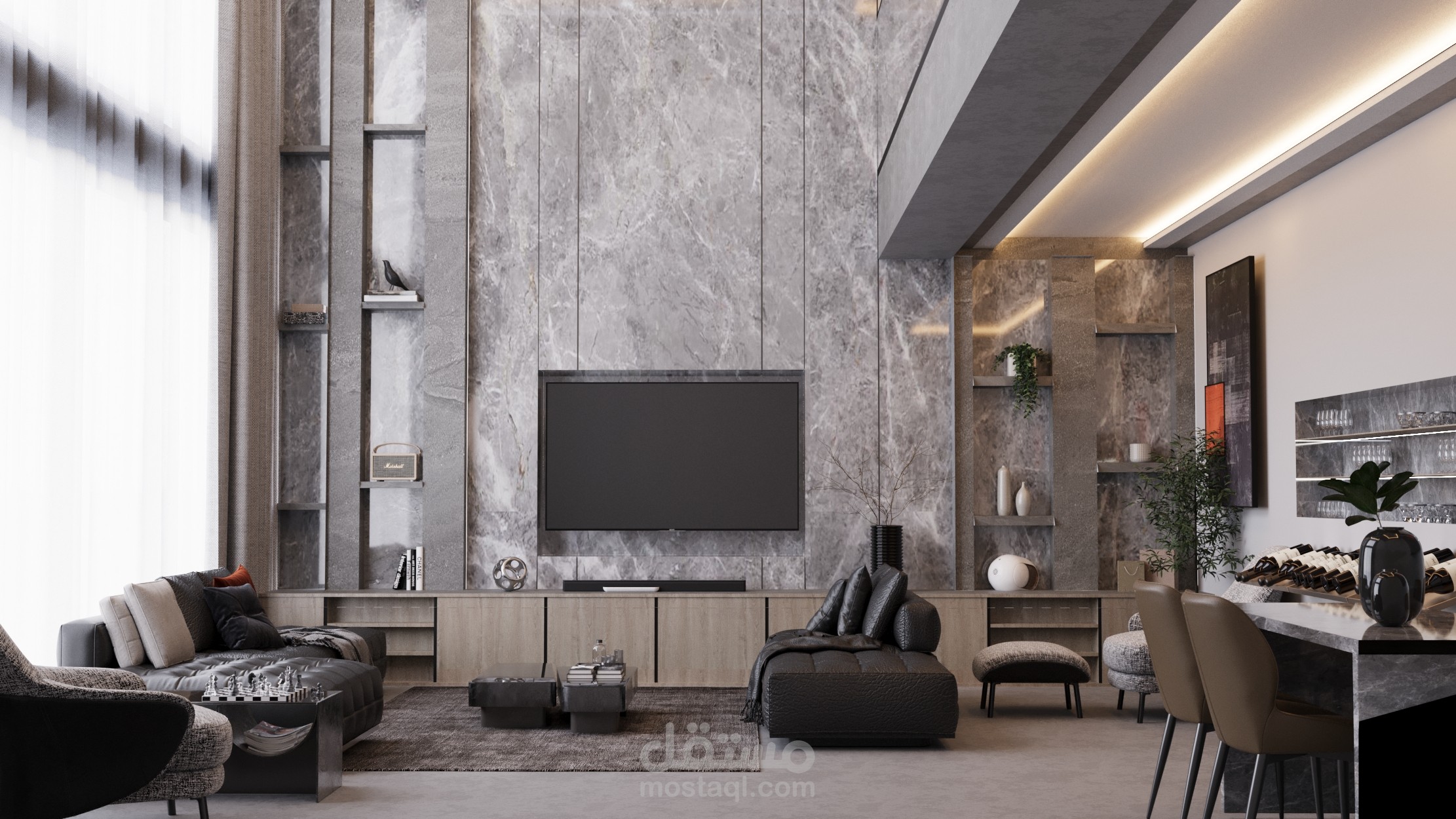 صميم داخلي لغرفة معيشة مودرن فاخرة (Luxury Modern Living Room)