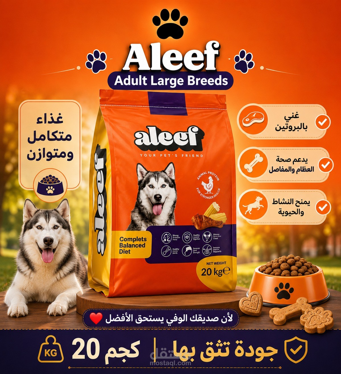 اعلان اكل للكلاب مصمم على كانافا
