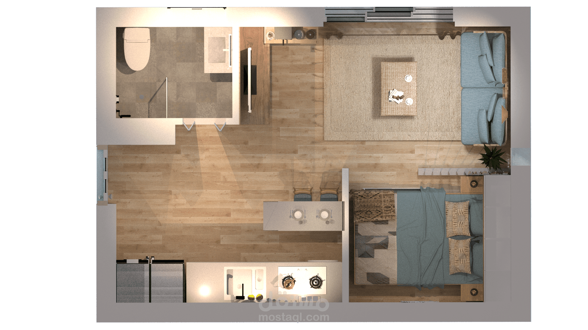سأصمم لك استوديو سكني 3D احترافي باستغلال ذكي للمساحة
