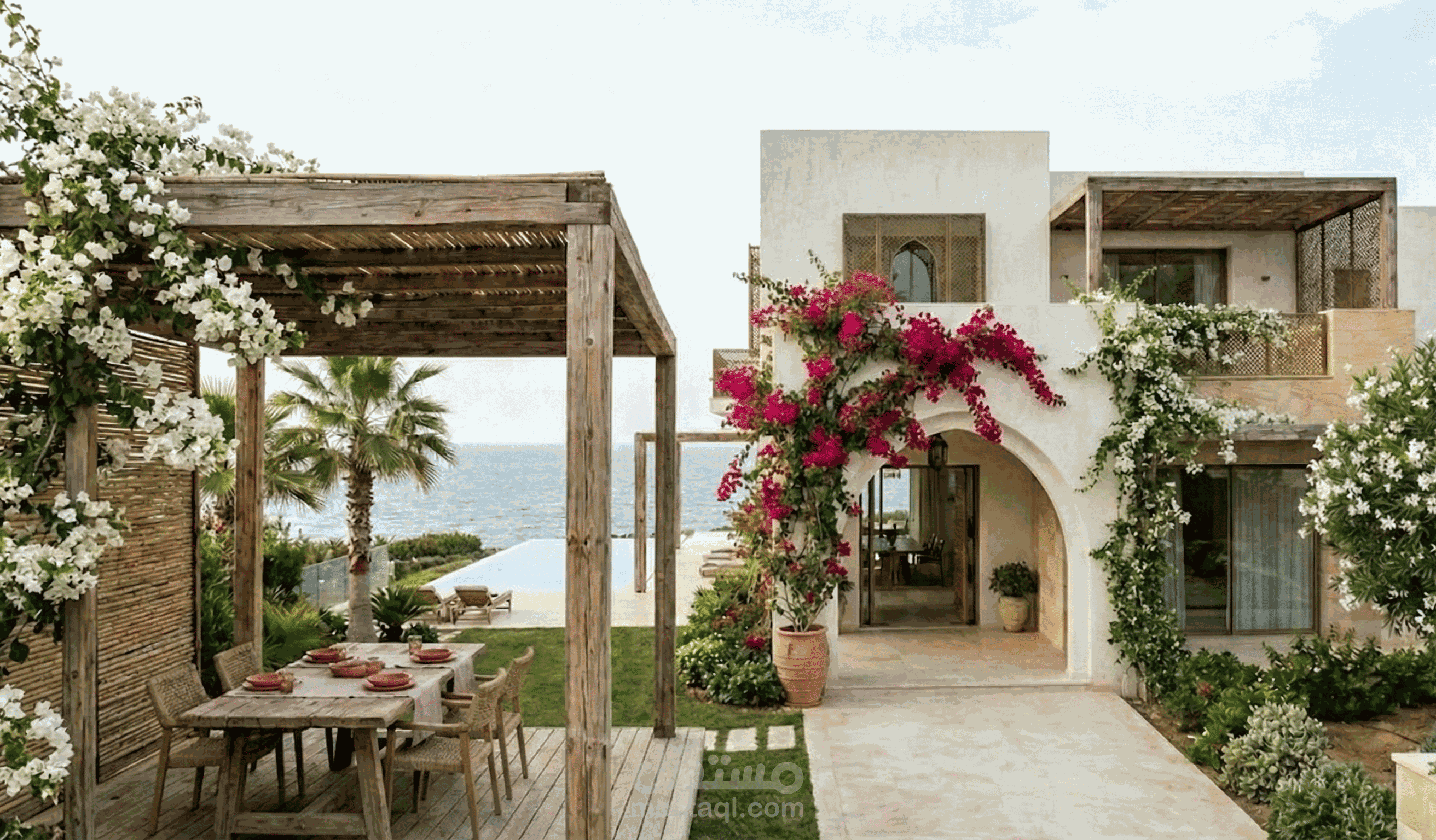 تصميم معماري داخلي وخارجي ثلاثي الأبعاد مع رندر واقعي لفيلا