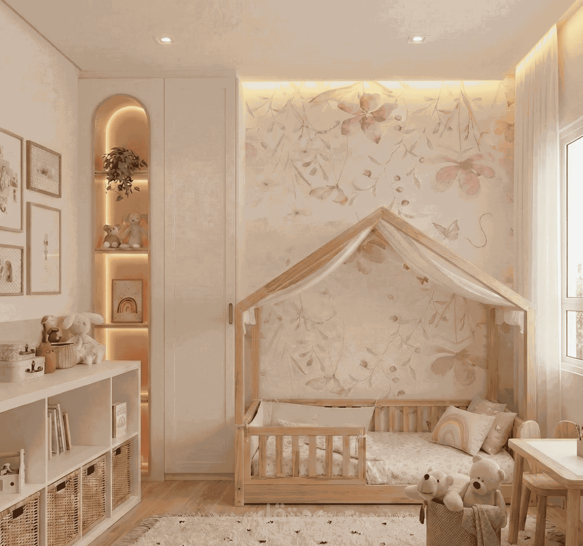 تصميم غرفة نوم بنات بطابع عصري أنثوي