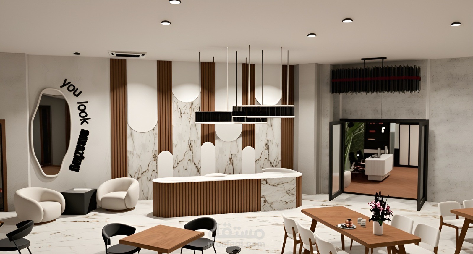 تصميم داخلي لمطعم “الحياة” بطراز عصري دافئ