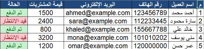 تنظيم وتنسيق قاعدة بيانات عملاء احترافية باستخدام Excel