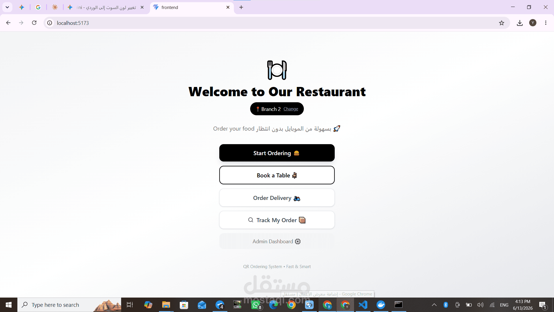 🍽️ Restaurant QR Ordering System — Full Stack Project