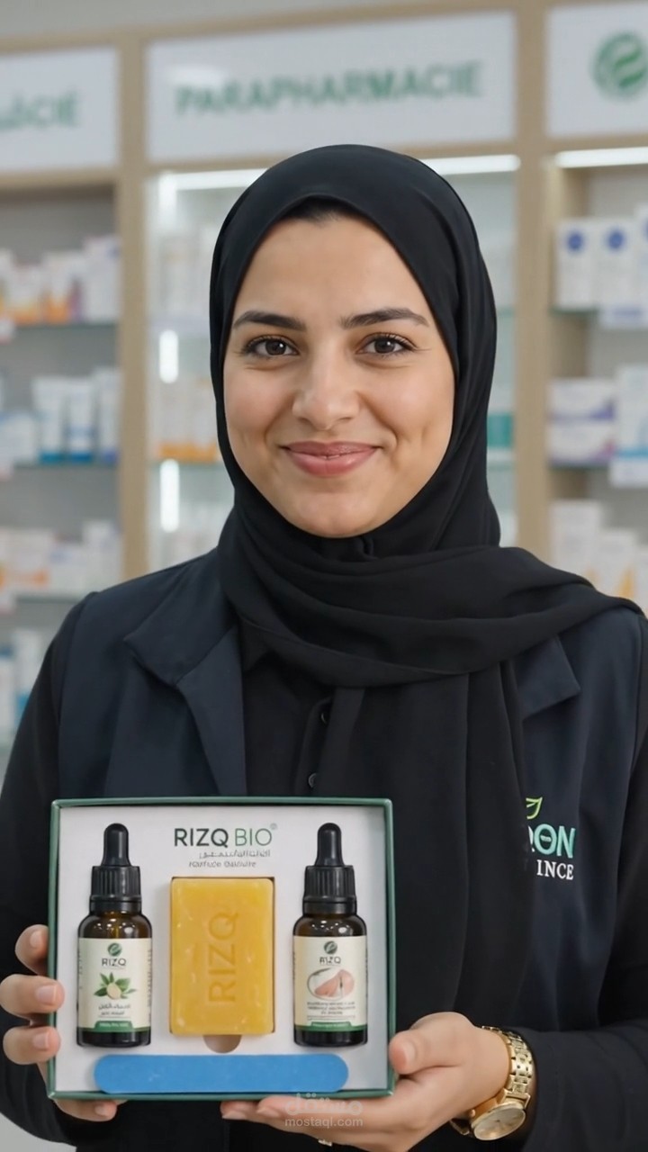 صناعة إعلان تجاري بالذكاء الاصطناعي (UGC) لمنتج علاج فطريات الأظافر "Rizq Bio"