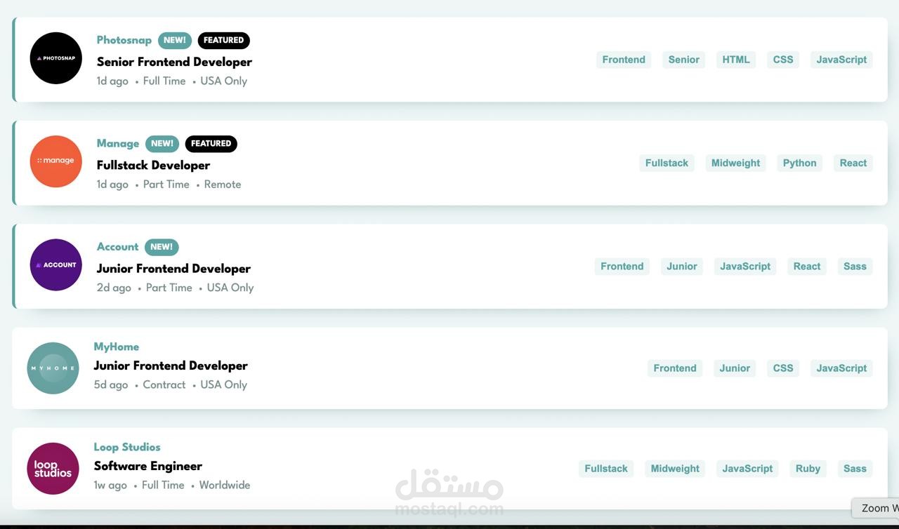 Jobs Listing Website | Interactive Front-End Application