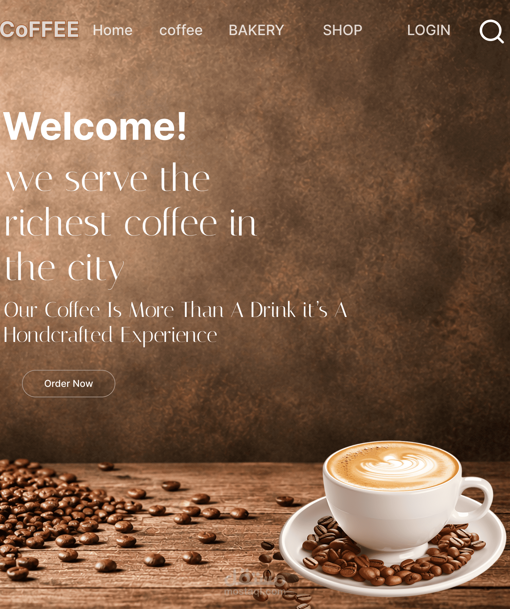 تصميم واجهة موقع Coffee Shop