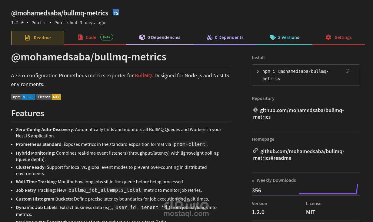 مكتبة @mohamedsaba/bullmq-metrics - نظام مراقبة (Observability) متكامل لـ BullMQ