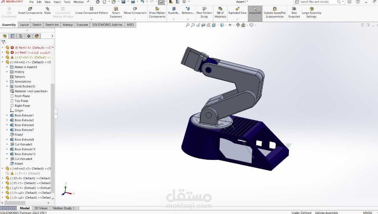 تصميم وتنفيذ روبوت ارم 5 axes