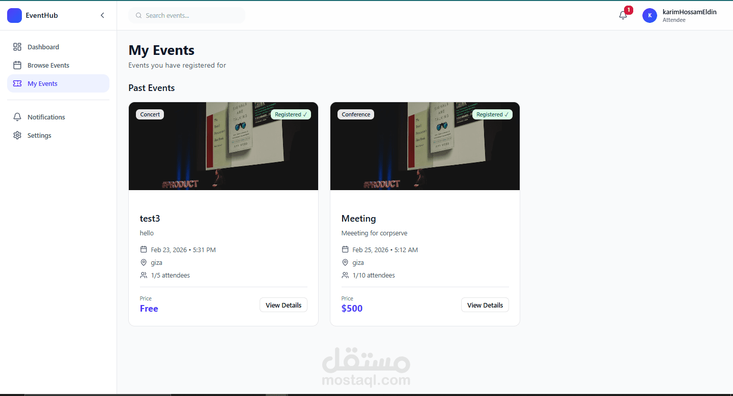 منصة سوق الفعاليات بتقنيه ASP.NET API