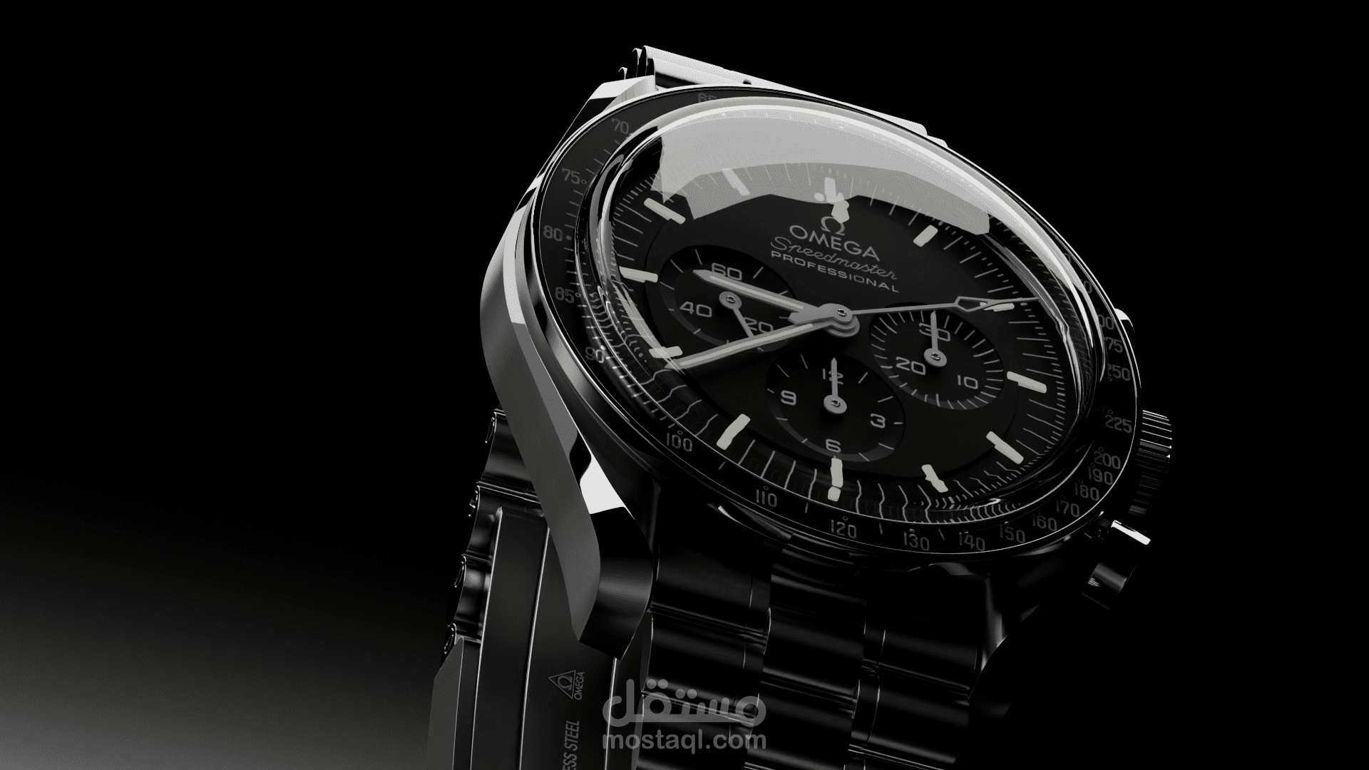 تصميم و اظهار واقعي لساعة Omega Speedmaster