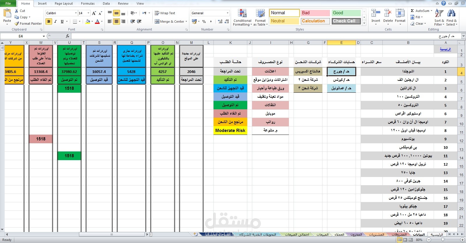 نظام محاسبي متكامل لإدارة التجارة الإلكترونية (إكسل)